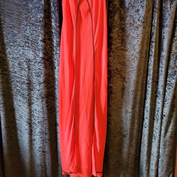 Vintage 90s Fairweather red & black lace empire waist strappy gown - Picture 7 of 8